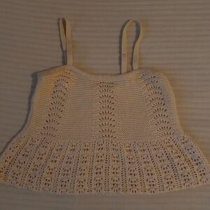 Aeropostale Cream Crochet Tank Top